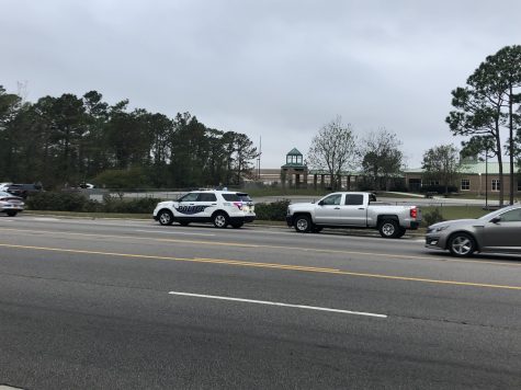 The Topsail High School campus in Hampstead is shut down, and all other schools in eastern Pender County are on lockdown. (Port City Daily photo / Michael Praats)