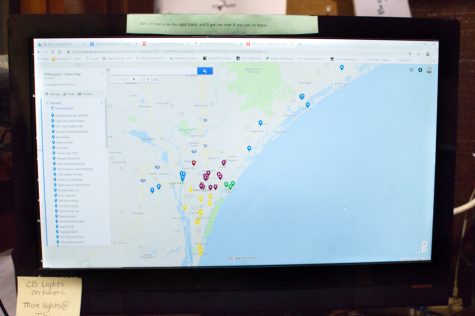 A map shows the brewery's current keg accounts in the Cape Fear region. (Port City Daily photo/Mark Darrough)