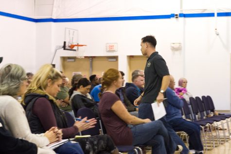 Dan Callender, co-owner of Salty Turtle Beer Company, after addressing the public hearing on food trucks in Surf City on Monday night. (Port City Daily photo/Mark Darrough)