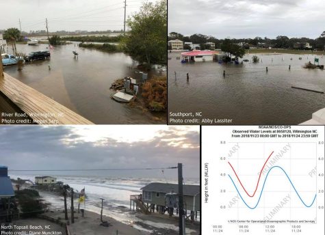 On Saturday morning the National Weather Service in Wilmington posted on their Facebook page, "High tide has passed at the beaches, but water is still rising up the Cape Fear River where high tide will occur at downtown Wilmington around 10:15 this morning. Photos shared with us show very high water in Southport, Wilmington, and earlier at North Topsail Beach. A Coastal Flood Warning remains in effect until noon for areas along the Cape Fear River near and south of Wilmington." (Port City Daily photo/Courtesy US National Weather Service)