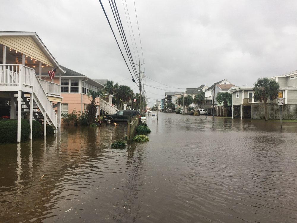 Flooding along Canal Drive in Carolina Beach on Saturday. (Port City Daily photo/Johanna Ferebee)