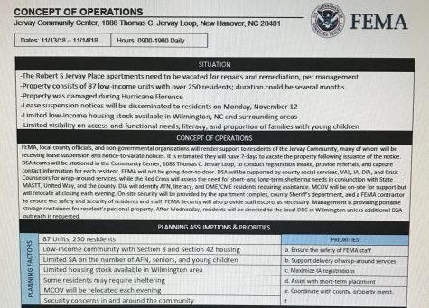 FEMA's game plan for dealing with the evictions at the Jervay apartments. FEMA had nearly 10 days to plan, but couldn't warn residents during that time. (Port CIty Daily photo / Courtesy City of Wilmington)