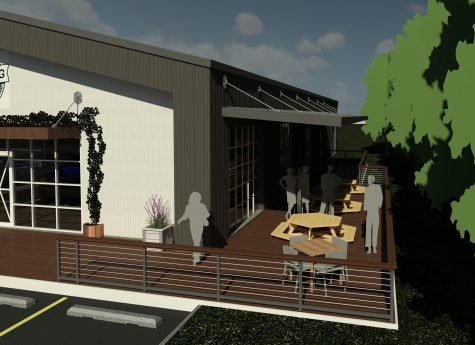 The new 5,000-square-foot events building will allow owners John and Michelle Savard to free up space in the brewhouse, which they predict will be able to produce 5,000 to 5,500 barrels annually. (Port City Daily photo/Courtesy Dogwood Architecture)