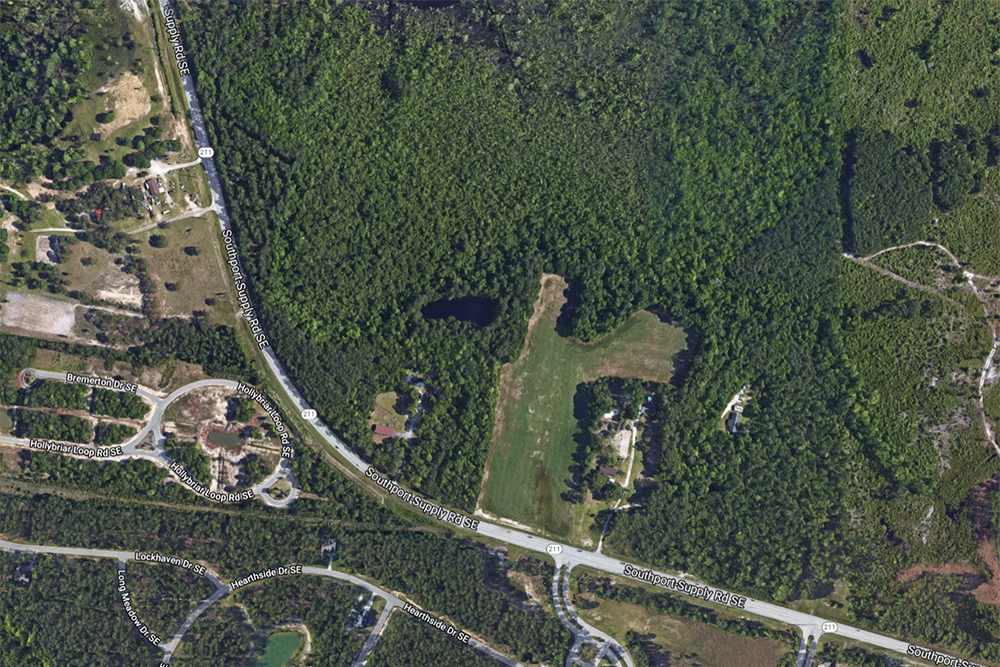 A new development, Autumn Trail Townhomes, is being proposed off N.C. Highway 211 in Brunswick County. (Port City Daily photo/Courtesy Google Maps)