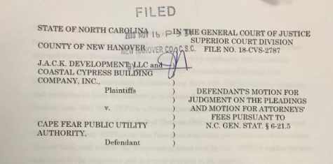 The Cape Fear Public Utility Authority denies any wrongdoing in a recent class-action lawsuit over 'impact fees.' CFPUA is asking the court to deny the plaintiffs a trial and dismiss the case. (Port City Daily photo / New Hanover County Superior Court)