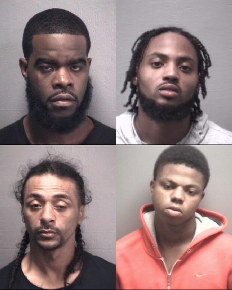 Listed clockwise starting top left, Andre Hall, Xavier Hall, Calvin Maynor, and Dykill Williams. (Port City Daily photo/Courtesy Wilmington Police Department)