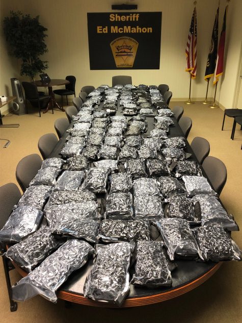 Approximately 100 pounds of cannabis, referred to as "high-grade marijuana" by the New Hanover County Sheriff's Office. (Port City Daily photo / NHCSO)