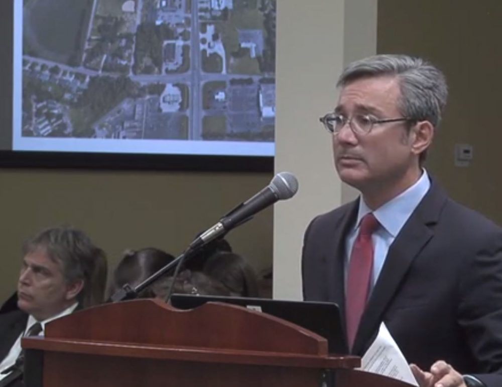 Michael Lee spoke on behalf of the applicant for the new mini-warehouse storage on North College Road (Port City Daily/Courtesy NHC)