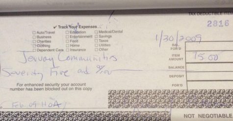 Jervay residents paid HOA fees based on the number of bedrooms. This check, for a three-bedroom house, indicates the rate was $25 per room --- that's $75 monthly, $900 annually, or over $10,000 for a homeowner who bought their house in 2007. (Port City Daily photo / File)