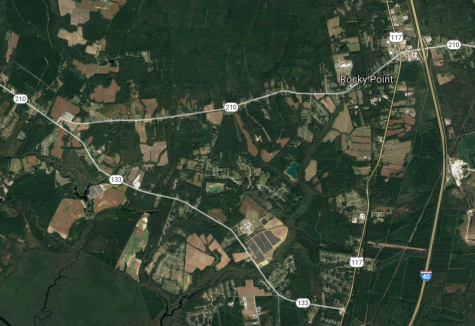 A section of N.C. 210 between Cheshire Road – a mile-and-a-half west of I-40 – and N.C. 133 will be closed for maintenance repairs the rest of the week. (Port City Daily photo/Courtesy Google Maps)