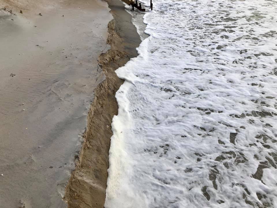 High tide on Topsail Beach during last week's full moon high tide. (Port City Daily photo/Courtesy Bob Loy) 