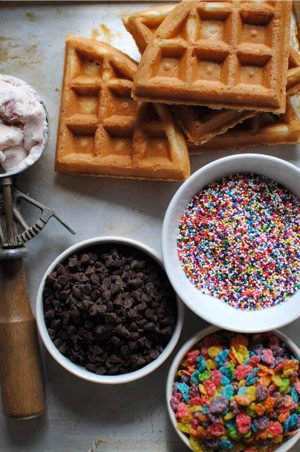Waffles, ice cream, and toppings at Tiki Turtle's Ice Cream and Mocktails shop in Surf City. (Port City Daily photo/Courtesy Tiki Turtle's Ice Cream and Mocktails)