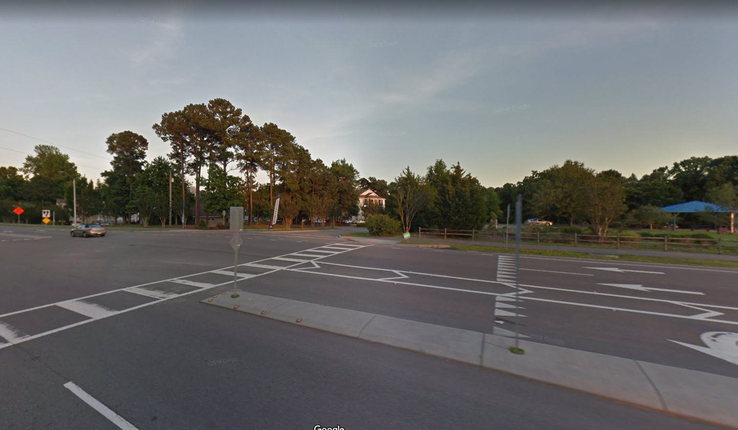 The crosswalk across Randall Parkway near Anne McCrary Park. (Port City Daily photo / Courtesy Google)