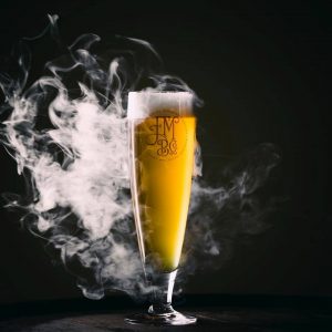 Flying Machine's new release, the Floating Pyre - Smoked Helles. (Port City Daily photo/Courtesy Flying Machine Brewing Co.)