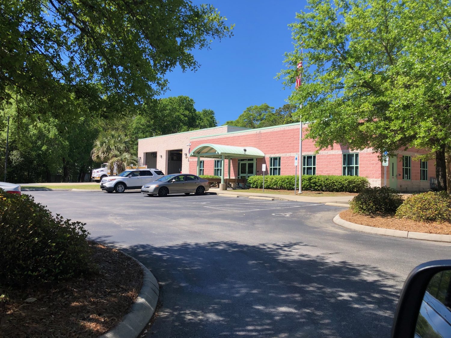 The New Hanover County Fire Department station on Carolina Beach Road is currently the temporary home for 911 operations. There's no current timeline on a plan to restore the original facility. (Port City Daily photo / Michael Praats)