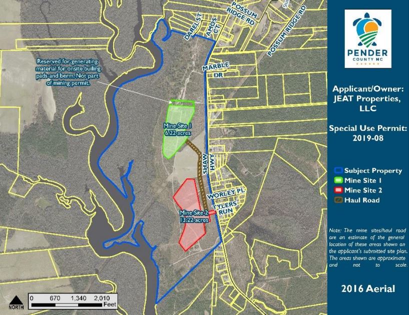 A major concern voiced by commissioners and residents is potential storm runoff to the nearby Northeast Cape Fear River. (Port City Daily photo/Courtesy Pender County)