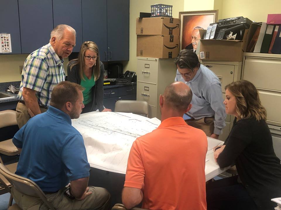 Surf City officials – including Mayor Doug Medlin, far left, and Town Manager Ashley Loftis, far right – met with NCDOT officials to secure landscaping for the new bridge. (Port City Daily photo/Courtesy Town of Surf City)