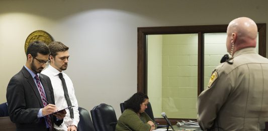 Alex Hollinger had his first appearance on Monday after shooting and killing his neighbor's dog (Port City Daily/Mark Darrough)