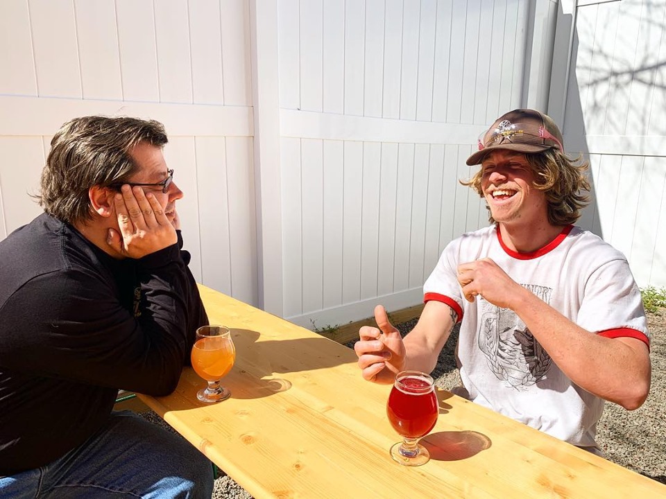Beer Picture of the Week: Enjoying a couple Mad Mole drafts on the brewery's back porch. (Port City Daily photo/Courtesy Mad Mole Brewing Co.)