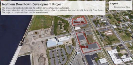 Two city-owned properties are up for redevelopment if Wilmington City Council approves the move this week. (Port City Daily photo / City of Wilmington)