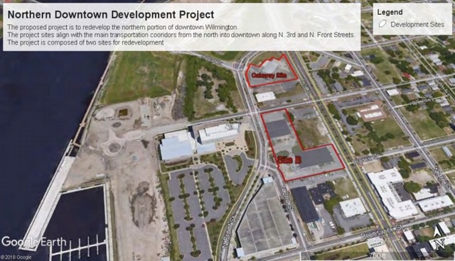 Two city-owned properties are up for redevelopment if Wilmington City Council approves the move this week. (Port City Daily photo / City of Wilmington)