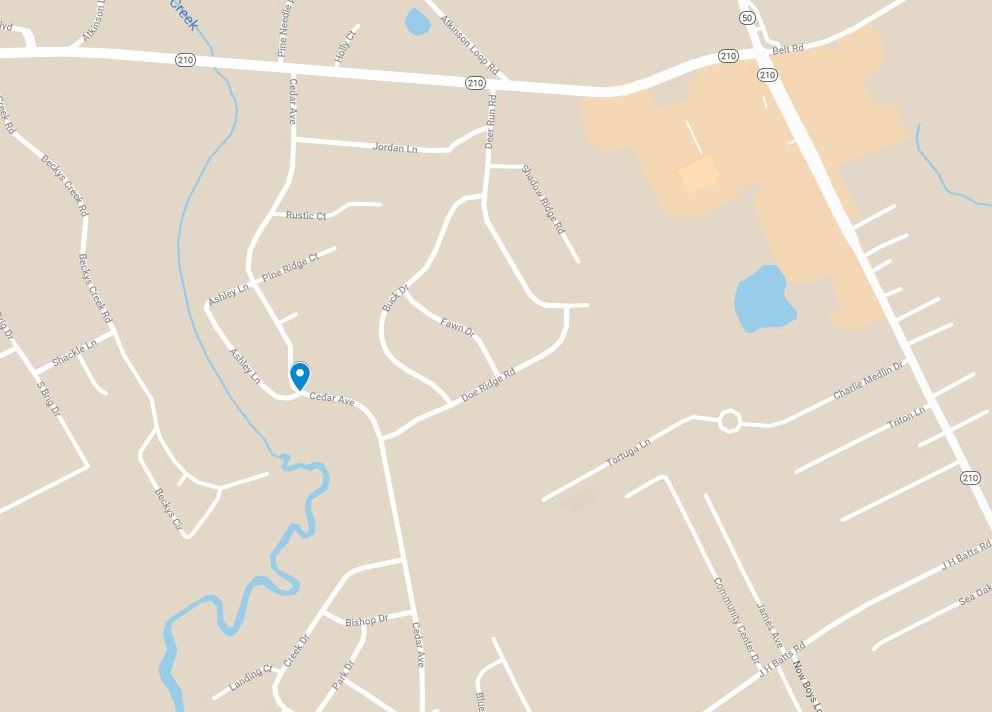 The closure will take place near the intersection of Cedar Avenue and Ashley Lane, marked in blue above. (Port City Daily photo/Courtesy Google Maps)