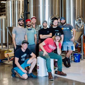 The collaboration crew that brewed the Boats! Lime IPA. (Port City Daily photo/Courtesy Flying Machine Brewing Co.)