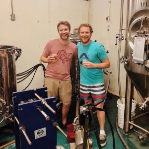Brother-in-laws and owners/head brewers Mike Barlas (left, Flytrap Brewing) and John Savard (Wilmington Brewing) teamed up for the Family Session IPA. (Port City Daily photo/Courtesy Flytrap Brewing Co.) 