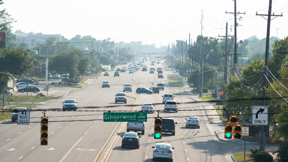 Looking west on Market Street from the College Road overpass early Friday evening. (Port City Daily/Mark Darrough)