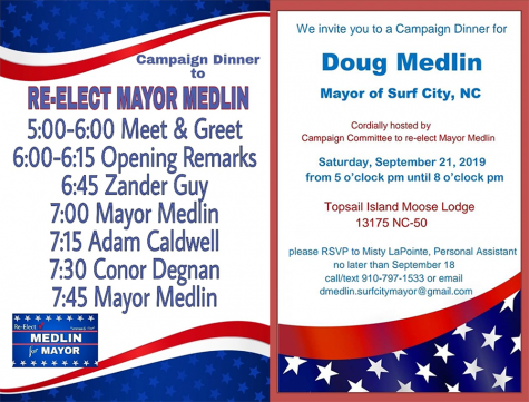 Event posters for a campaign dinner to re-elect Mayor Doug Medlin were posted to Medlin's Facebook campaign page in the days leading up to the event. (Graphic courtesy of the Re-Elect Medlin for Mayor Facebook page)
