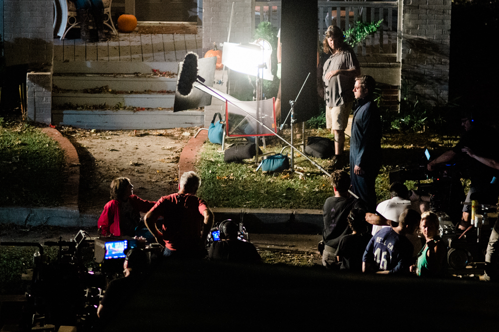 An actor playing serial murderer Michael Myers appears unmasked as a young boy cries for help. (Port City Daily photo/Mark Darrough) 