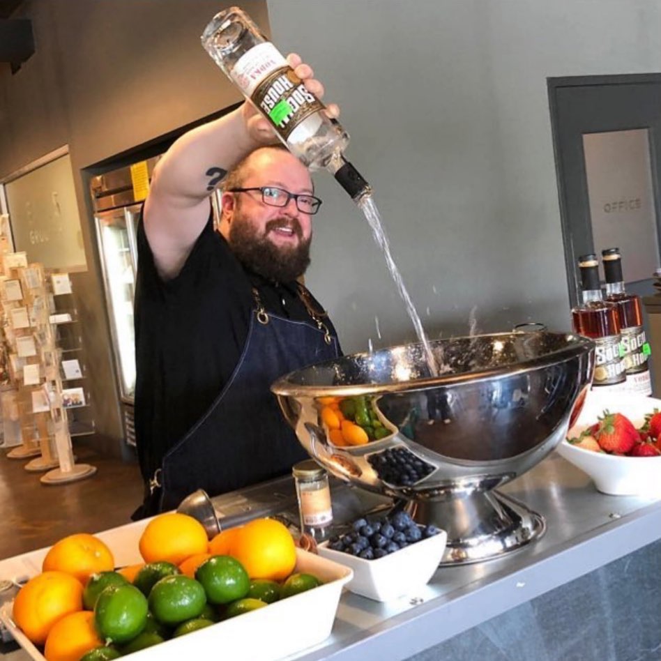Expert bartender Bob Peters making a batch of cocktails at an event in Charlotte. (Courtesy Social House)