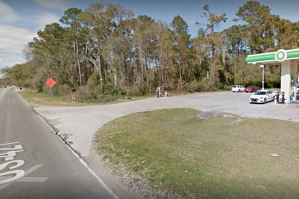 A pedestrian was struck after attempting to cross Carolina Beach Road from the Circle K convenience store and BP gas station Saturday. (Port City Daily photo/Google Maps)