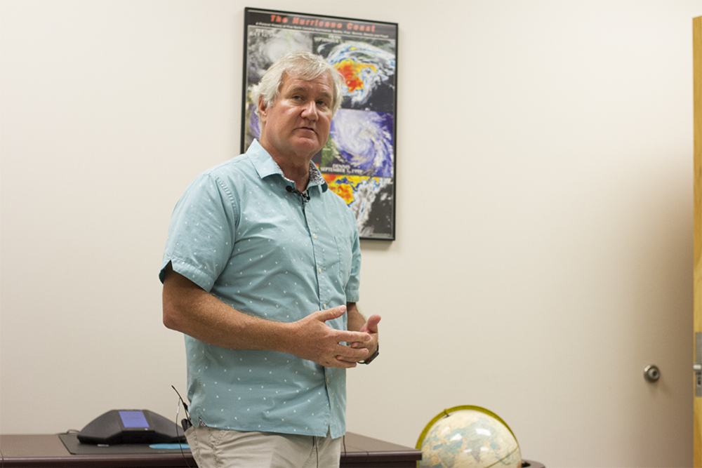 Gerard Taylor, NCDOT Division 3 Assistant Division Maintenance Engineer, shares updates on the department's plans as Hurricane Dorian approaches the Cape Fear region. (Port City Daily photo/Johanna Ferebee)