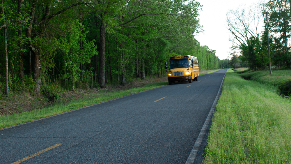 A Pender County School bus near Maple Hill. Last spring, a 6-year-old student of Surf City Elementary was sexually assaulted on a PCS bus by a 13-year-old middle school student. (Port City Daily photo/Mark Darrough)