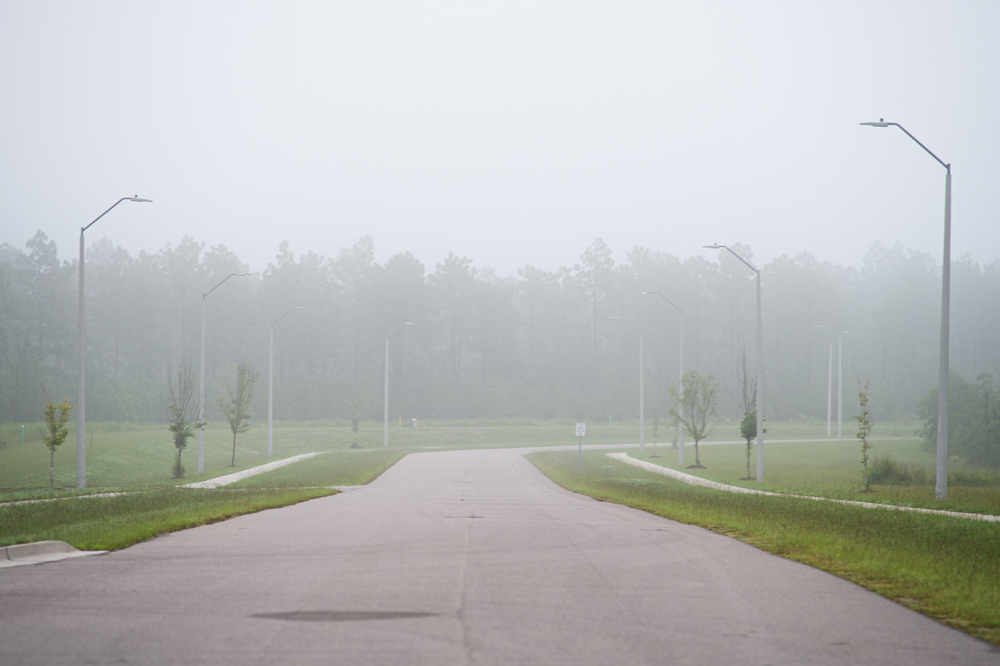 Plans for the industrial building were submitted to Pender County earlier this week for a 15-acre site in the center of Pender Commerce Park, land pictured here to the right (southeast) of Acme Way. (Port City Daily photo/Mark Darrough)