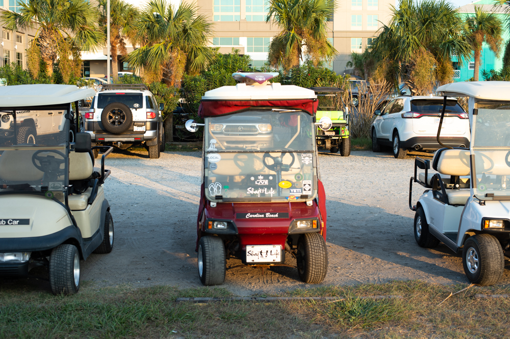 Some residents arrived at the forum in golf carts -- one of the topics of the night's discussion. (Port City Daily photo/Mark Darrough)
