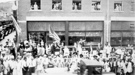 Developer James Goodnight of York Properties said their main goal is to make the new storefront on 1 Front Street to look as similar to its appearance in this photograph, taken sometime between 1927 and 1929 during the Feast of Pirates Parade. (Port City Daily photo/Courtesy New Hanover County Library)