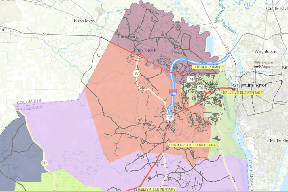 Northern elementary (shown) and middle school assignments in Brunswick County will soon shift, with new recommendations coming in November. (Port City Daily photo/Courtesy CropperGIS)