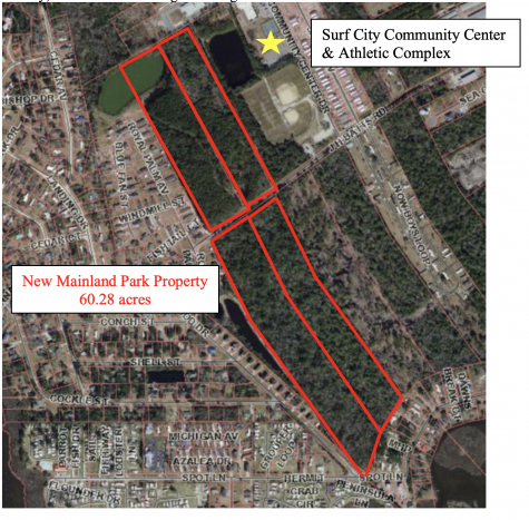 The purchased property sits directly south of the Surf City Community Center. (Port City Daily photo/Courtesy Town of Surf City)
