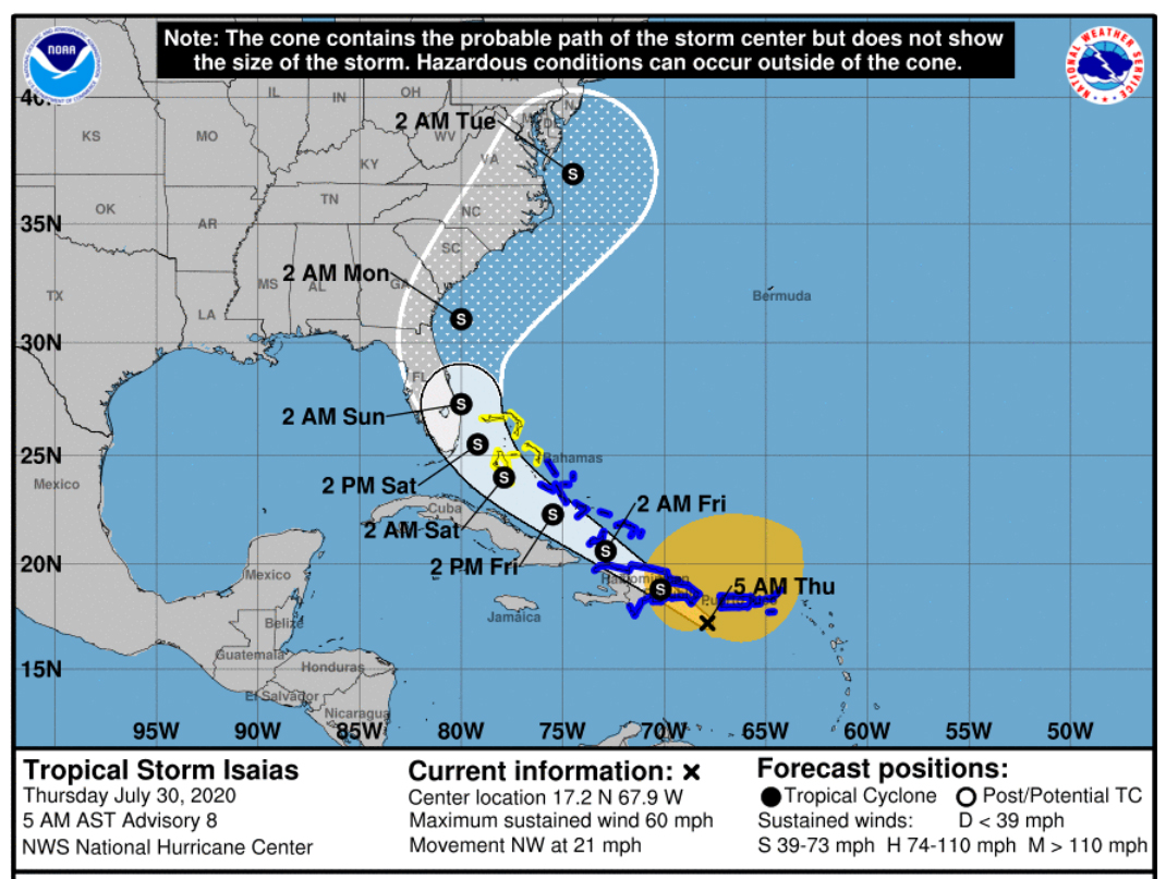 Tropical storm Isaias could have impacts on Carolina coast [Free ...
