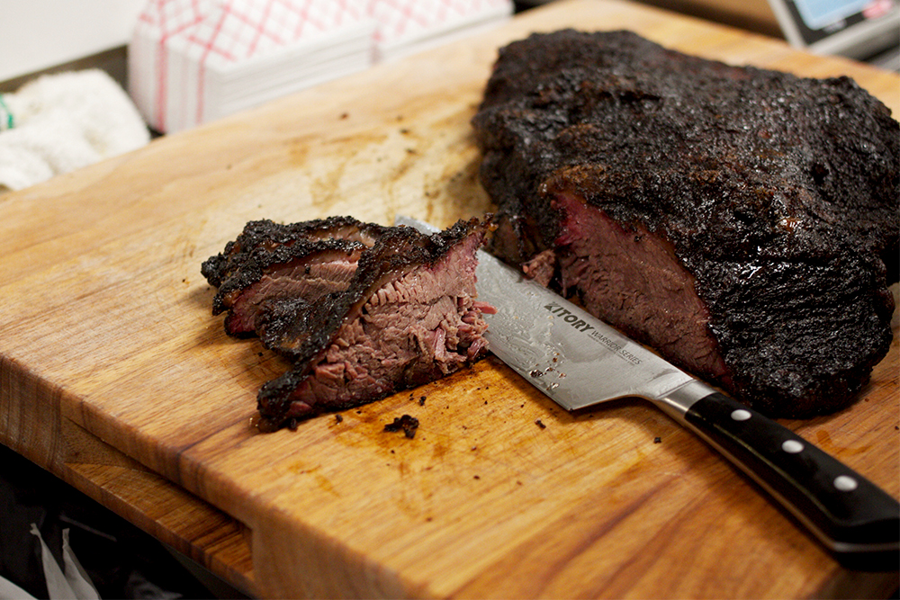 Lean cuts of hickory-smoked brisket are a specialty of the Leland Smokehouse, Southport Smokehouse's second location. (Port City Daily photo/Johanna F. Still)