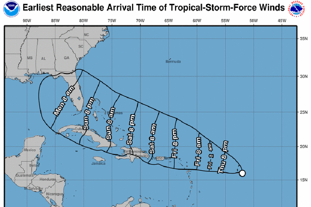 Tropical Depression 13 appears to be on track to impact Florida early Monday morning. (Port City Daily photo/Courtesy NOAA)