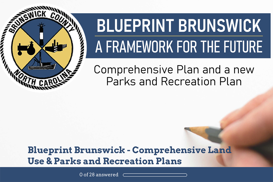 The Blueprint Brunswick 2040 project has begun in Brunswick County with a series of in-person meetings and an online survey open through the end of the year. (Port City Daily screenshot/Courtesy Brunswick County)