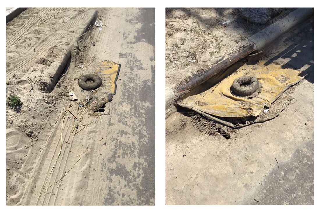 An county sedimentation inspection report for The Landing at Lewis Creek shows the development's inlet protection barriers are ineffective at preventing sediment from entering the drainage system. (Port City Daily photo/Courtesy New Hanover County)