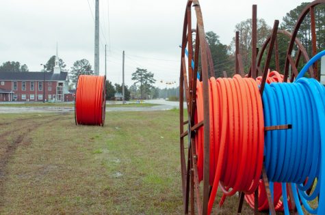 Reels of ATMC fiber optic in Ash, Brunswick County. (Port City Daily photo/Courtesy ATMC)